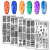 PH PandaHall 5pcs Nail Art Stamping Plate, Abstract Geometric Texture