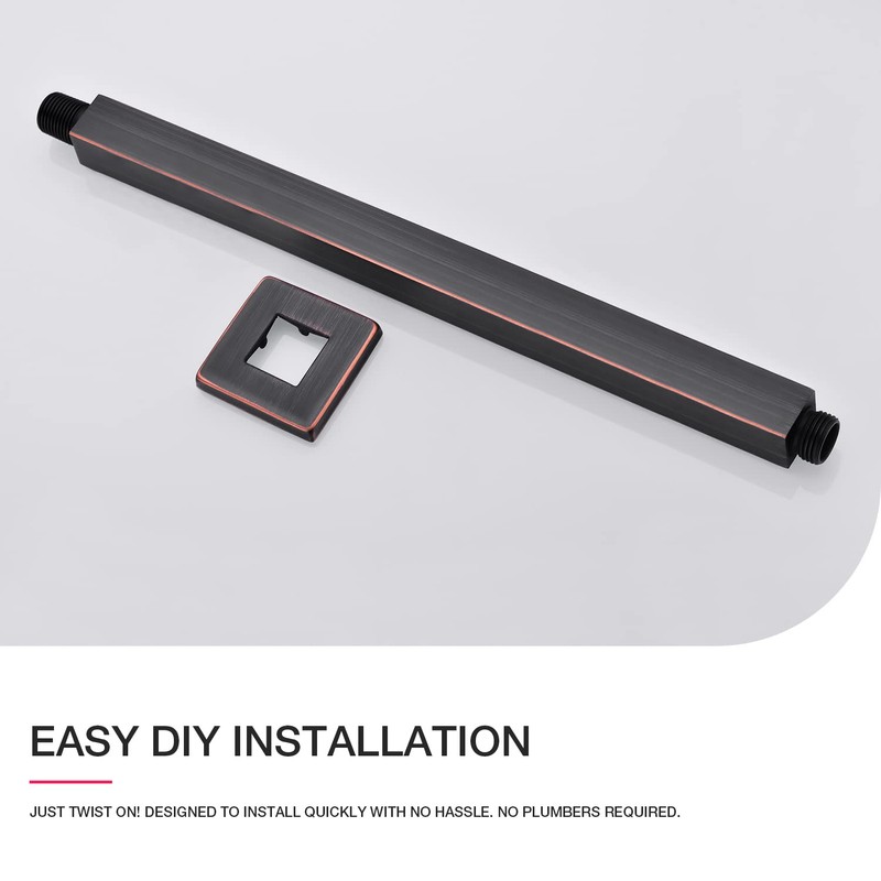 TRUSTMI Bronze Shower Arm with Flange 16 Inch Square Rainfall