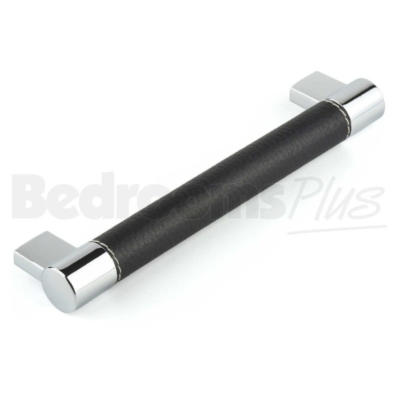 Leather Chrome Bar Kitchen Cabinet Door Handle Cupboard Drawer Bedroom