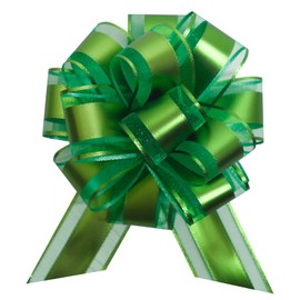 6 PCS Large Pull Bows Green Organza Bows for Gift Wrapping 6 inches Christmas Party Birthday Gift Wedding Ribbon Bows for Wrapping Gift Basket or Flower Decorations Valentine's Day Gift Decorations
