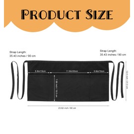 Waist Apron with Pockets, Half Waitress Apron for Women Men, Restaurant Cafes Bars, Party, Cooking, Kitchen, (Black, 60 x 31 cm)