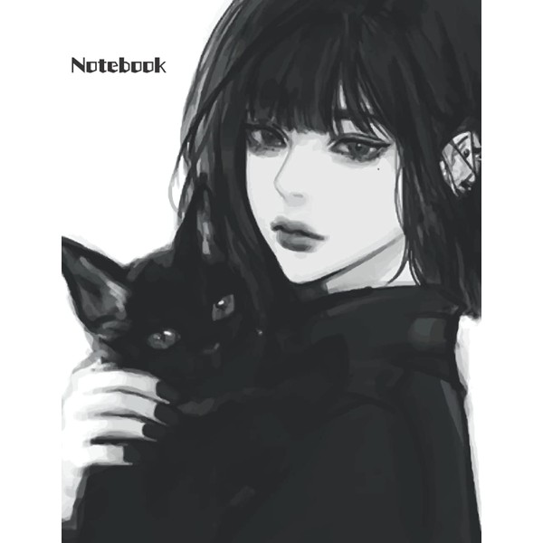 Anime Aesthetic Notebook Journal: Blank Lined Journal Notebook, College Ruled,