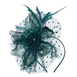 Cizoe Fascinators Hat for Women Tea Party Headband Kentucky Derby Wedding Flower Cocktail Mesh Feathers Hair Clip(1-peacock blue)