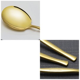 HOMMP 8-Piece Stainless Steel Buffet Banquet Serving Spoons, Gold