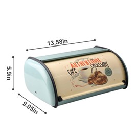 SOTECH Metal Bread Box with Roll Top Vintage Breadbox for Kitchen Countertop Retro Bread Bin Holder Counter Farmhouse Bread Storage Container Blue