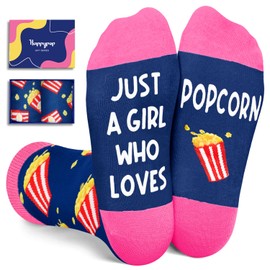 HAPPYPOP Funny Popcorn Gift Ideas Socks for Girls - Silly Crazy Novelty Movie Socks for Kids, Christmas Stocking Stuffers for 7-9 Years Old