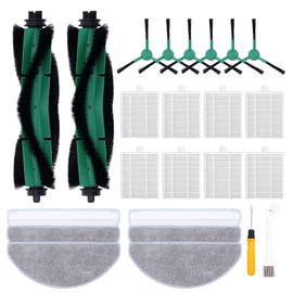 Replacement Parts Pack for iRobot Roomba Combo Essential Series Q011, Y0110, Q0120, Y0140 Robot Vacuum Cleaner, 2 Roller Brush, 8 Hepa Filters, 6 Side Brushes, 6 Mop Pads (22 Pcs/Pack)