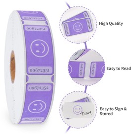 L LIKED 1000 Numbered Purple Smiley Raffle Tickets, Single Ticket Roll for Party Events, Carnival, School Classroom Supplies