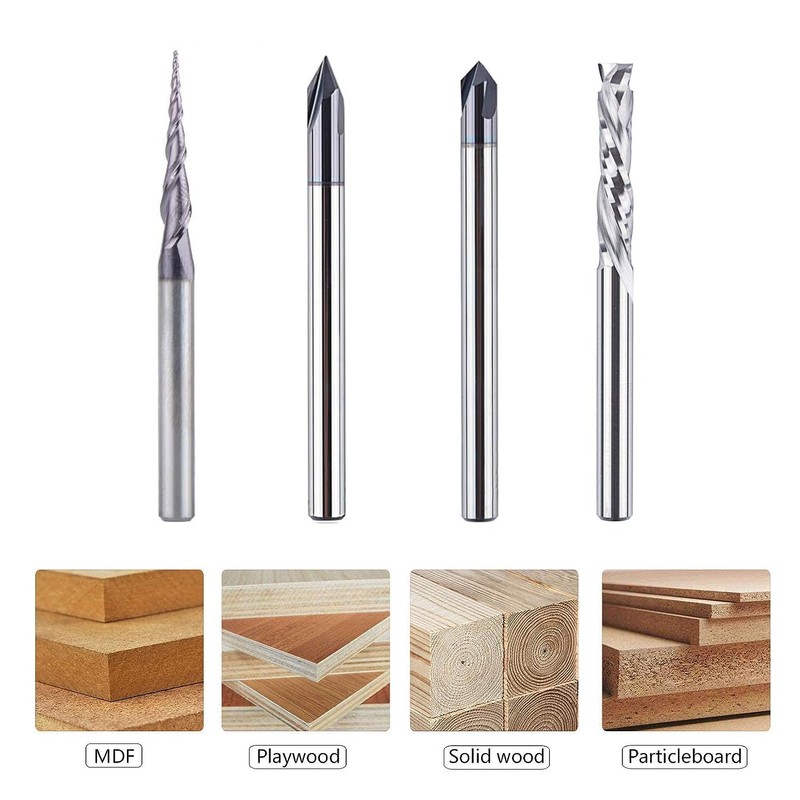 SpeTool Set of 4 Milling Cutter Set 4 mm Shank