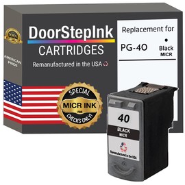 DoorStepInk Remanufactured in The USA Ink Cartridge for Canon PG-40 Black MICR Magnetic Printer Ink for Printing Checks.