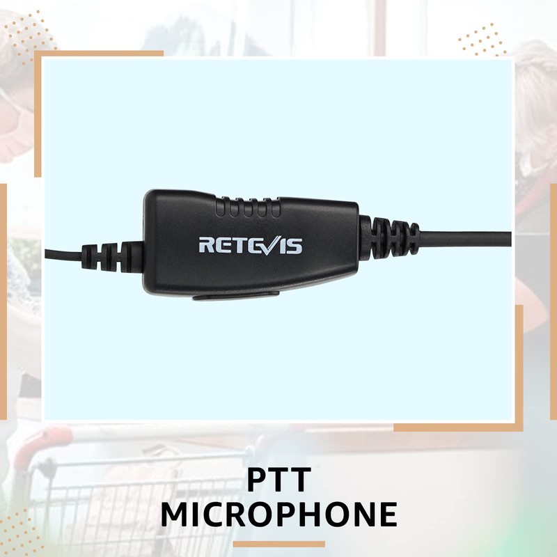 Retevis Two Way Radio Earpiece with Mic, Retractable coil Earpiece