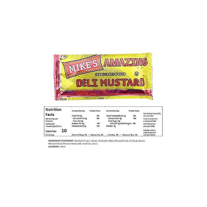 Crait Mike's Amazing Deli Mustard Packets 50 Pack Mustard Packets,