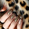 Short Press on Nails Cute Leopard Print Fake Nails Nude