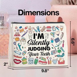 UPNEGE Dentist Gifts Makeup Bag, Dental Hygienist Gift, Dental Assistant Gift, Graduation Gift for Dentist, Thank You Dentist Gifts I’m Silently Judging Your Teeth Zipper Makeup Pouch