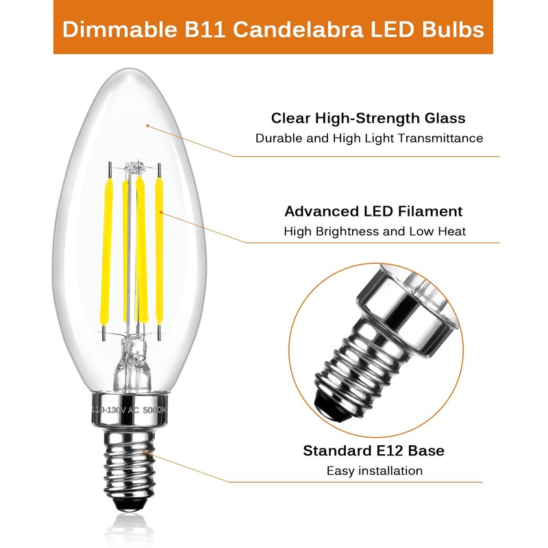 Brtstiun C35 Dimmable LED Candle Light Bulbs 40 Watt Equivalent,