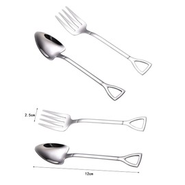 Unikato Dessert Spoons, Ice Spoons, Spoons, Dessert Spoons, Fork Set, Stainless Steel, Scoop Shape, Set of 4, Cute, Stylish, Commercial Use, Beverage Store, Home Use