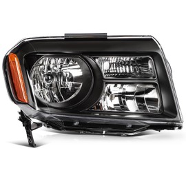 LSAILON Headlight Assembly Fit For Honda Pilot 2012-2015 Black Housing Amber Reflector Clear Lens Driver and Passenger Side 33150SZAA11 HO2502147 33100SZAA11 HO2503147