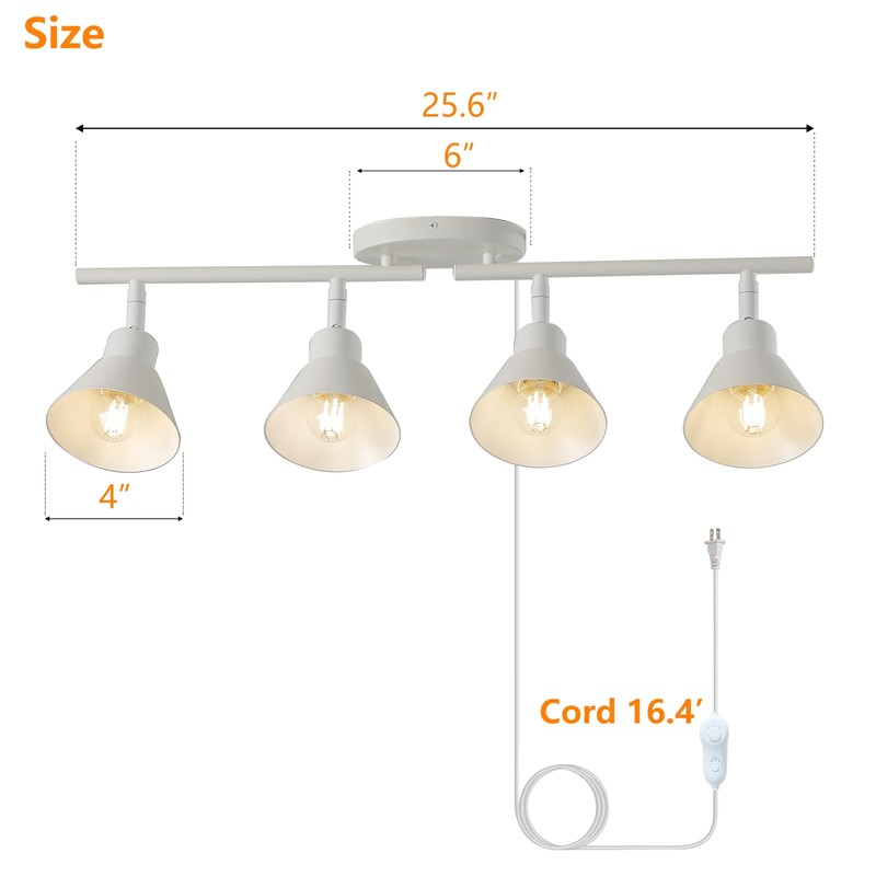 vivihobb 4 Light Plug in Track Lighting Kit,Modern Plug in