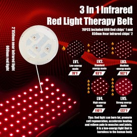 Envoltura de terapia de luz roja portátil para aliviar el dolor corporal: almohadilla LED 3 en 1 de 660 nm roja e infrarroja cercana de 850 nm con calor para la reparación muscular, pies, rodill