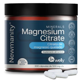 NEWMANITY Citrato de Magnesio O3 BeWelly - 300 Cápsulas de 500 mg Magnesium Citrate Ozonizado, Citrato Magnesio Potasio, Magnesio Ultra de Alta Absorción, Cloruro de Magnesio, Salud Digestiva