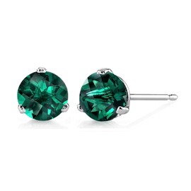 Bellitia Jewelry Earrings, Women's, Men's, Popular, 5A, Zirconia, Birthstone, Second Earring, Three Prong Earrings, Hypoallergenic, Platinum Plated, 925 Silver, Unisex, 0.26 inch (6.5 mm), 0.2 inch (5