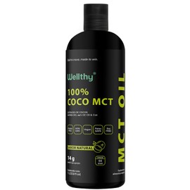 Wellthy MCT Oil 1L Aceite 100% Coco Natural. 66 Porciones, C8+C10 Alta Pureza, Keto y Paleo Safe, Sugar Free, Vegan, NON GMO, Gluten Free, Libre de Soya, Libre de Palma, Origen Filipino.