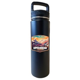 Copper Mountain Colorado Design A Souvenir 32 oz Insulated Stainless Steel Tumbler Water Bottle with Screw on Lid Black 2-Pack