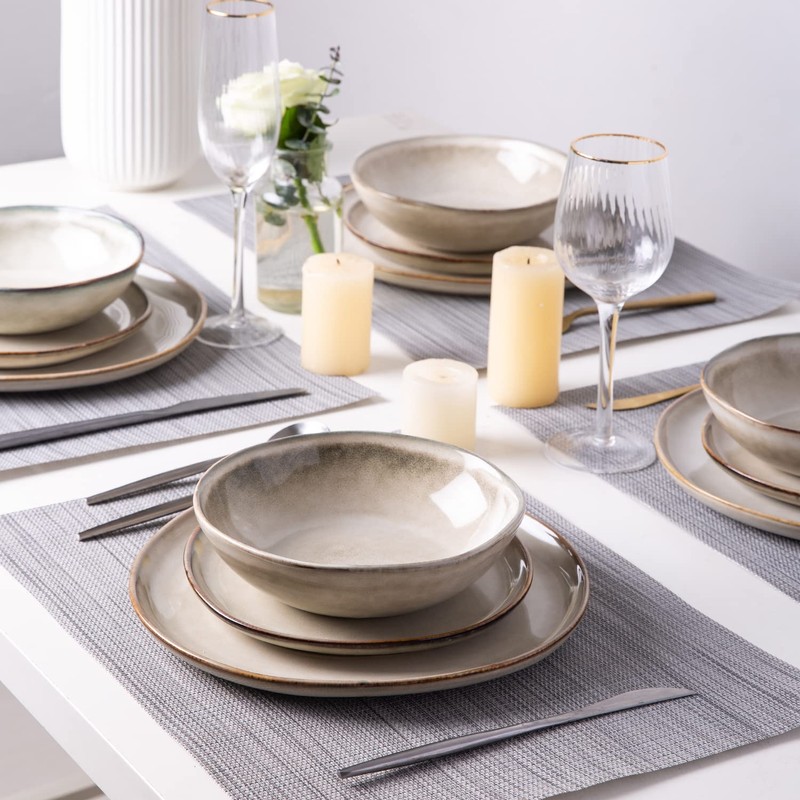 AmorArc Ceramic Plates Set of 6, 8.5 Inch Handmade Reactive