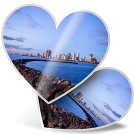 2 x Heart Stickers 7.5 cm - Manila Bay Skyline Philippines Sea Fun Decals for Laptops,Tablets,Luggage,Scrap Booking,Fridges, #21837