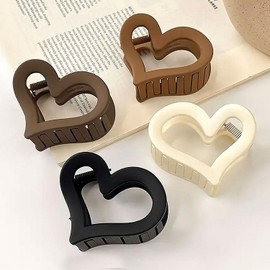 Heart Hair Claw Clips for Women Medium Matte Nonslip Hair Jaw Clips Valentines day Accessories Acrylic Heart Hair Clips for Thin Hair Thick Hair,Spring and Summer Hair Accessories 4Pcs