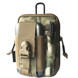 Reebow Gear Tactical Molle EDC Utility Pouch Gadget Belt Waist Bag with Cell Phone Holster Holder, Mens Unisex Womens, D30, Multicamo