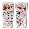Catstudio Drinking Glass, Washington DC Frosted Glass Cup for Kitchen,