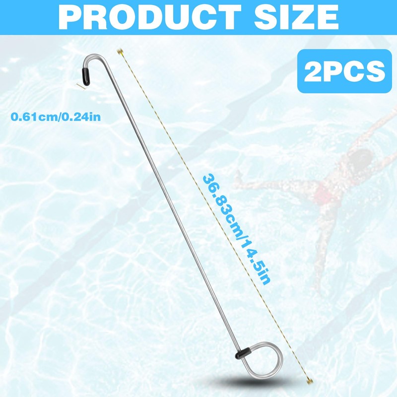 2Pcs Pool Skimmer Hook, Stainless Steel Skimmer Basket Handle Extended