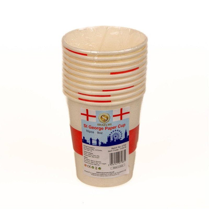 SHATCHI 20Pcs England Paper Cup St George Party Supplies for