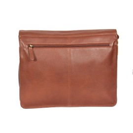 Womens Real Leather Satchel Shoulder Organiser Cross Body Flap over Bag Maui Brown