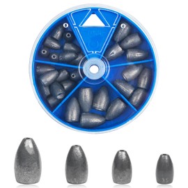 29PCS Fishing Weight Sinkers Flipping Weights for Bass Fishing, Worm Sinkers Bullet Fishing Weights for Texas Rig Carolina Rig 1/8oz 3/16oz 1/4oz 3/8oz