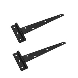 Renovators Supply Manufacturing Black T Strap Shed Door Hinge 9 Inch Rustic Flush Mount Cast Iron Barn Door Shed Hinge with Hardware Pack of 2
