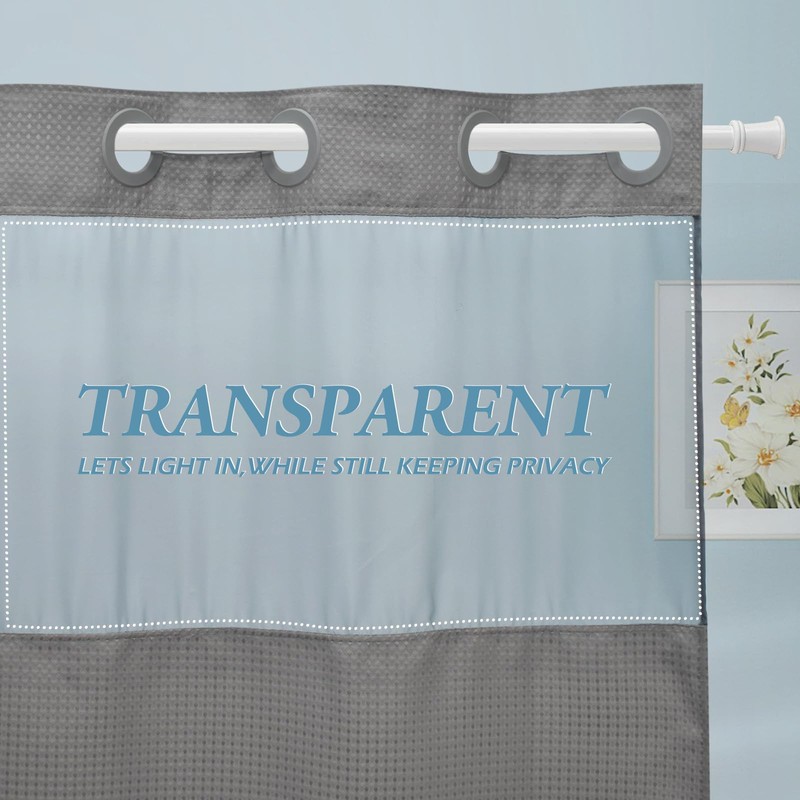 EUTXL Grey Stall Shower Curtain and Liner Set - 230GSM