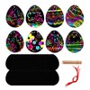 48 Pcs Easter Egg Scratch Art Decorations, Egg Art Paper