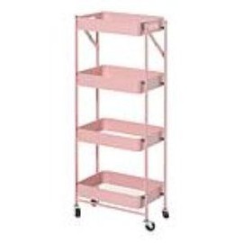 Origami 4 Tier Foldable Powder-Coated Metal Cart with Caster Wheels Organizer:_Black