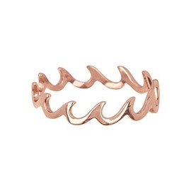 Pura Vida Rose Gold Wave Band Ring - .925 Sterling Silver, Rose Gold Plating Accessories - Size 9