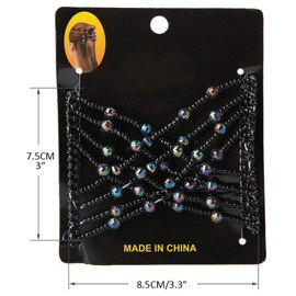 BORDSTRACT Magic Hair Comb, Elastic Beaded Double Comb Hair Clip for Long Lasting Updo Popular Hairstyles,Hair Bun Maker Accessories for Hair Styling or Hair Decoration (Black)