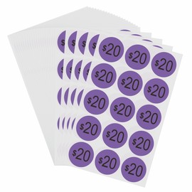 Hybsk 375 Count Garage Sale Price Stickers - Yard Rummage Labels 20 Dollar 1 Inch Retail Clearance Stickers