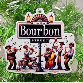 Generic Bourbon Street Ornament Mardi Gras New Orleans French Quarter 2" Tall Multi Color Plastic Retro Music Decorative Hanging Ornament