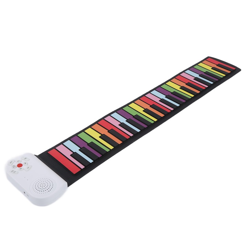 Roll Up Piano 49 Keys Kids Flexible Rainbow Keyboard Portable