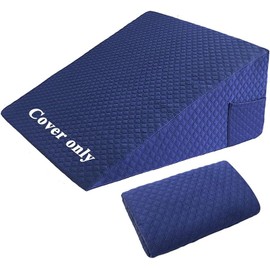 NEPPT Wedge Pillow Cover Quilted Triangle Incline Bed Wedge Pillowcase Slanted Pillow Case Protector(24"x25"x12") with Pocket & Zipper Only Replacement Cover Machine Washable