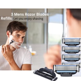 Razor Blade Refills for Men, 3-Bladed Razors for a Smooth Shave,Manual Razor Blades Refills for Mens, Upgrade Dual Lubrication Sharp Blade, 12 Razor Blade Refills