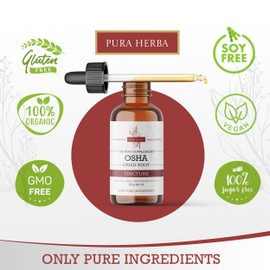 Organic OSHA Root Tincture – Natural Respiratory Support – Alcohol-Free Liquid Extract – Vegan, Non-GMO, Made in USA – 2 Fl Oz
