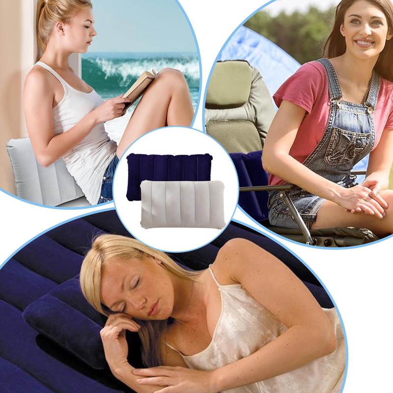 SCDZY 2 Pcs Inflatable Camping Pillow, Soft Flocked Blow Up