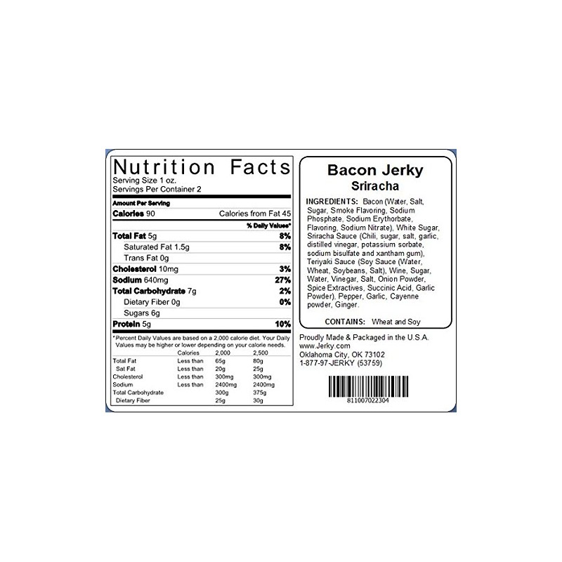 Sriracha Bacon Jerky - Made with REAL Bacon and Sriracha